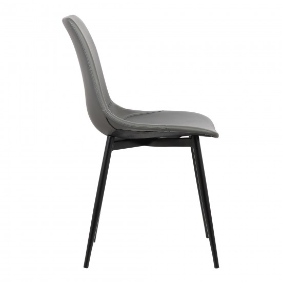 Monte Dining Chair in Gray Faux Leather w/ Black Powder Coated Metal Legs