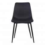 Monte Dining Chair in Black Faux Leather w/ Black Powder Coated Metal Legs