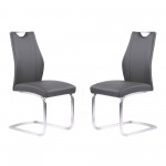 Bravo Dining Chair in Gray Faux Leather - Set of 2