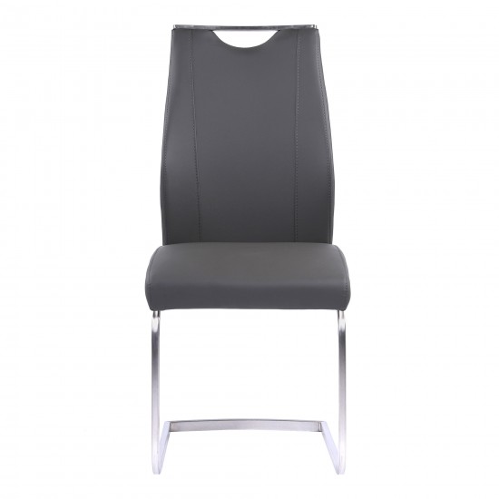 Bravo Dining Chair in Gray Faux Leather - Set of 2