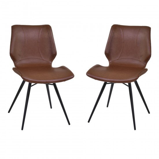 Zurich Dining Chair in Vintage Coffee Faux Leather - Set of 2