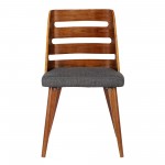 Storm Mid-Century Dining Chair in Walnut Wood and Charcoal Fabric