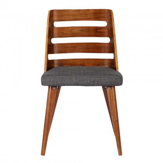 Storm Mid-Century Dining Chair in Walnut Wood and Charcoal Fabric