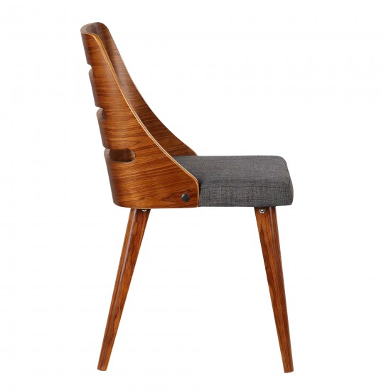 Storm Mid-Century Dining Chair in Walnut Wood and Charcoal Fabric