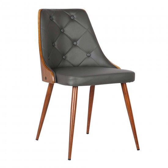 Lily Mid-Century Dining Chair in Walnut Finish and Gray Faux Leather