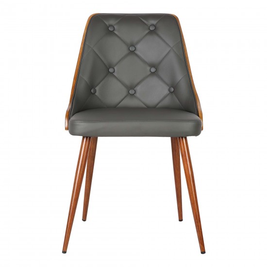 Lily Mid-Century Dining Chair in Walnut Finish and Gray Faux Leather