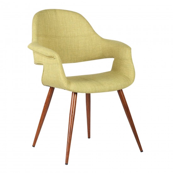 Phoebe Mid-Century Dining Chair in Walnut Finish and Green Fabric