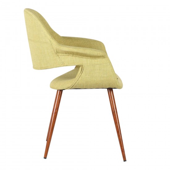 Phoebe Mid-Century Dining Chair in Walnut Finish and Green Fabric