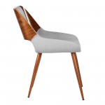 Panda Mid-Century Dining Chair Walnut Finish and Gray Fabric