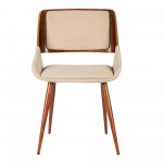 Panda Mid-Century Dining Chair in Walnut Finish and Brown Fabric