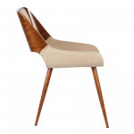 Panda Mid-Century Dining Chair in Walnut Finish and Brown Fabric