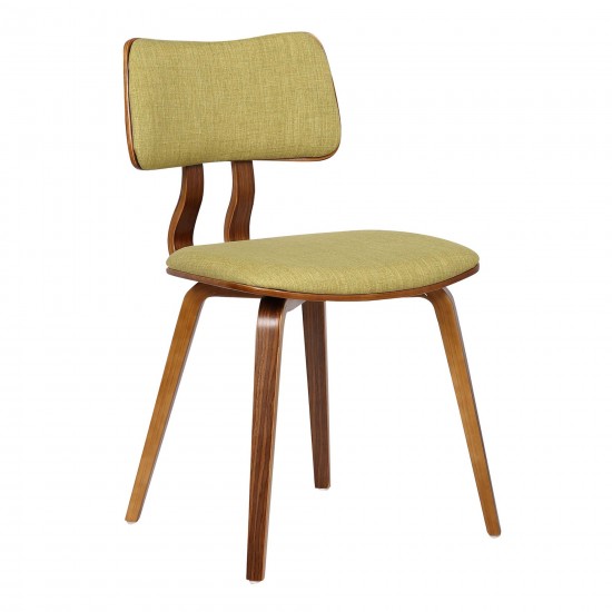 Jaguar Mid-Century Dining Chair in Walnut Wood and Green Fabric