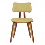 Jaguar Mid-Century Dining Chair in Walnut Wood and Green Fabric