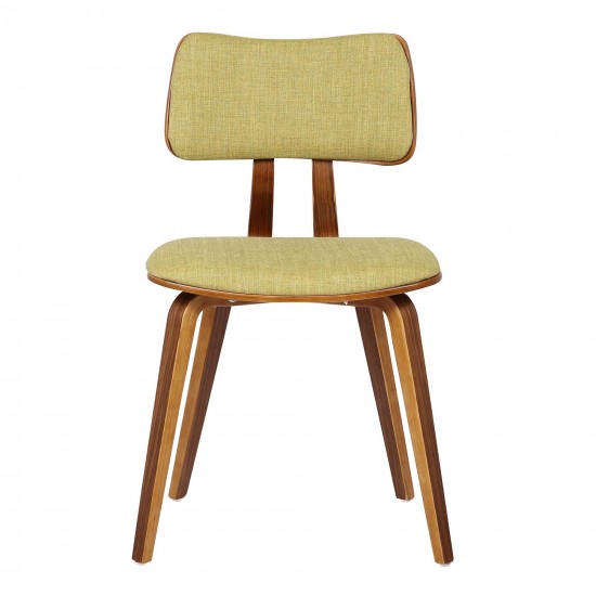 Jaguar Mid-Century Dining Chair in Walnut Wood and Green Fabric