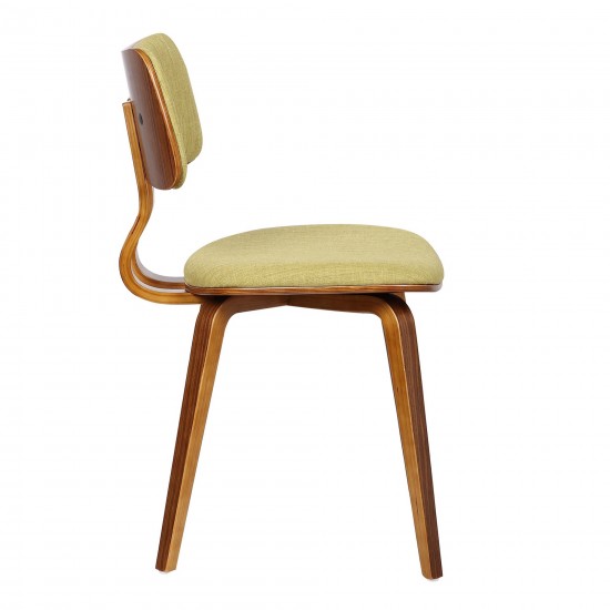 Jaguar Mid-Century Dining Chair in Walnut Wood and Green Fabric