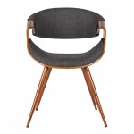 Butterfly Mid-Century Dining Chair in Walnut Finish and Charcoal Fabric