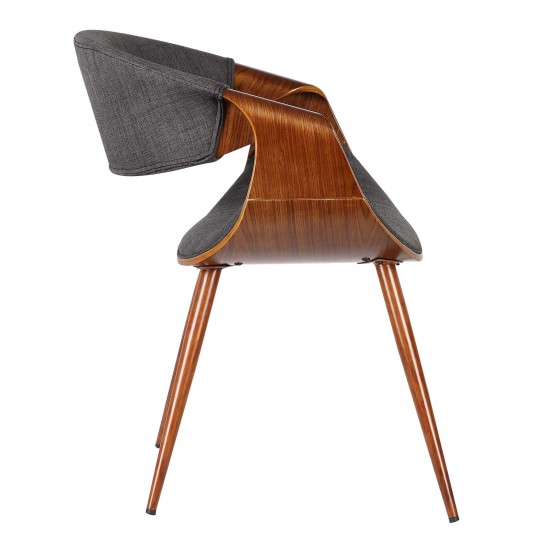 Butterfly Mid-Century Dining Chair in Walnut Finish and Charcoal Fabric