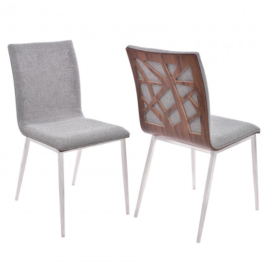 Crystal Dining Chair in Brushed Stainless Steel finish - Set of 2