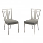 Cleo Contemporary Dining Chair In Gray and Stainless Steel - Set of 2