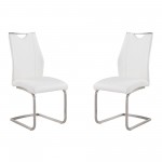 Bravo Dining Chair In White Faux Leather - Set of 2