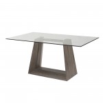 Bravo Contemporary Dining Table In Dark Sonoma Base With Clear Glass