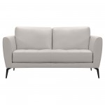 Hope Contemporary Loveseat in Genuine Dove Gray Leather with Black Metal Legs
