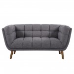 Phantom Mid-Century Modern Loveseat in Dark Gray Linen and Walnut Legs