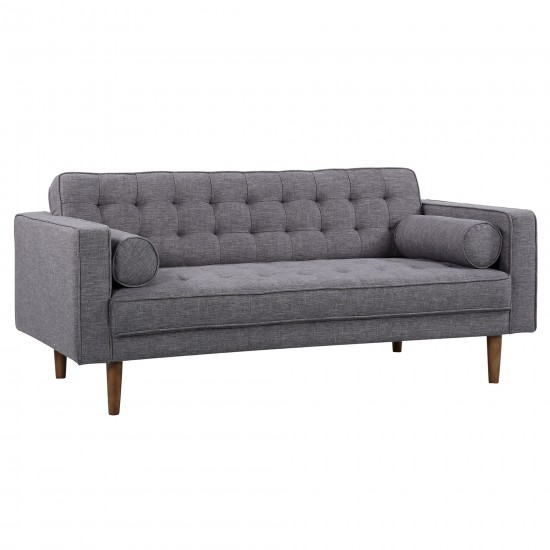 Element Mid-Century Modern Loveseat in Dark Gray Linen and Walnut Legs