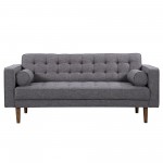 Element Mid-Century Modern Loveseat in Dark Gray Linen and Walnut Legs
