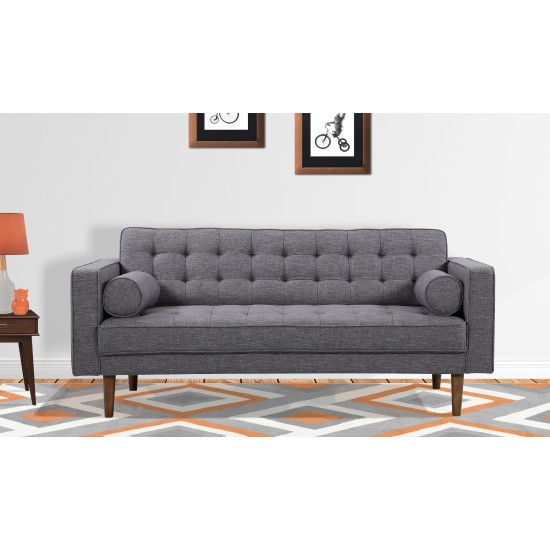 Regis Cream Loveseat With Pine Frame And Gunmetal Legs