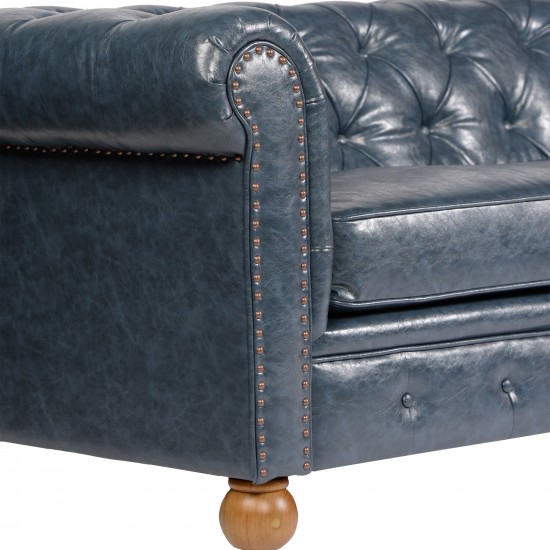 Winston Antique Blue Bonded Leather Loveseat