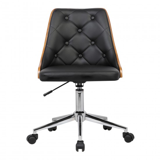 Diamond Office Chair in Chrome finish w/ Black Faux Leather