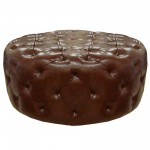 Victoria Ottoman In Brown Bonded Leather