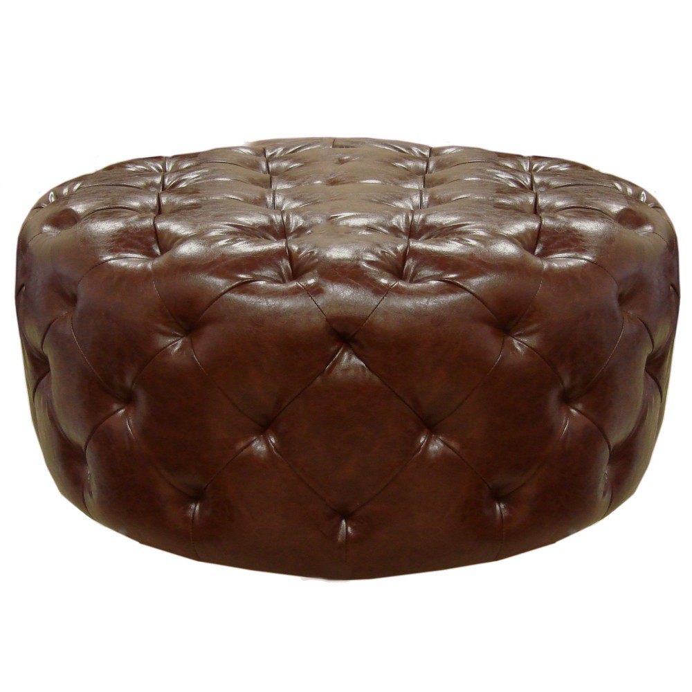 Victoria Ottoman In Brown Bonded Leather