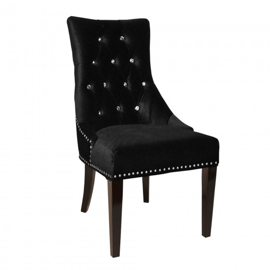 Carlyle Tufted Velvet Side Chair with Nailhead Trim in Black