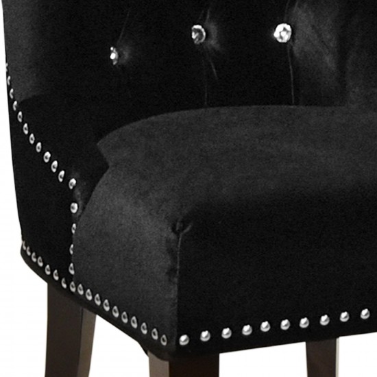 Carlyle Tufted Velvet Side Chair with Nailhead Trim in Black