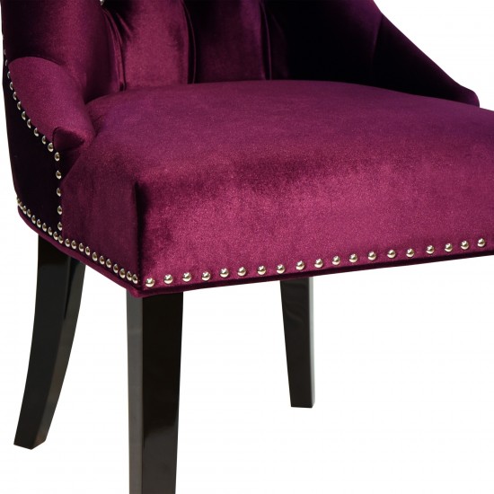 Carlyle Tufted Velvet Side Chair with Nailhead Trim in Purple