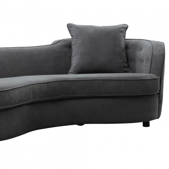 Palisade Contemporary Sofa in Gray Velvet with Brown Wood Legs