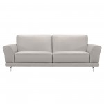 Everly Sofa in Genuine Dove Gray Leather w/ Brushed Stainless Steel Legs