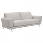 Everly Sofa in Genuine Dove Gray Leather w/ Brushed Stainless Steel Legs