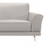 Everly Sofa in Genuine Dove Gray Leather w/ Brushed Stainless Steel Legs