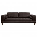 Wynne Contemporary Sofa in Genuine Espresso Leather with Brown Wood Legs