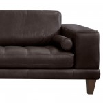 Wynne Contemporary Sofa in Genuine Espresso Leather with Brown Wood Legs