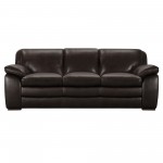 Zanna Contemporary Sofa in Genuine Dark Brown Leather with Brown Wood Legs