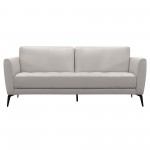 Hope Contemporary Sofa in Genuine Dove Gray Leather with Black Metal Legs