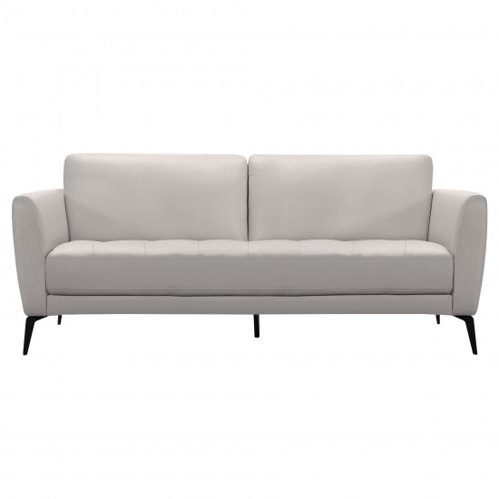 Hope Contemporary Sofa in Genuine Dove Gray Leather with Black Metal Legs