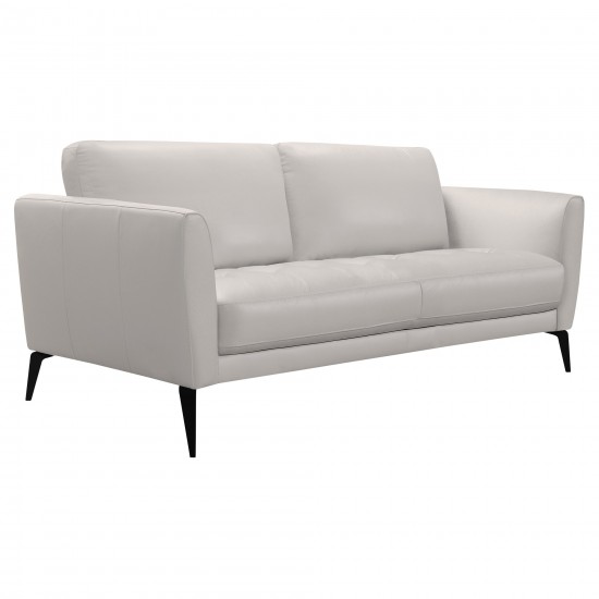 Hope Contemporary Sofa in Genuine Dove Gray Leather with Black Metal Legs