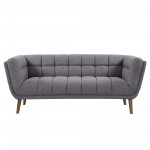 Phantom Mid-Century Modern Sofa in Dark Gray Linen and Walnut Legs