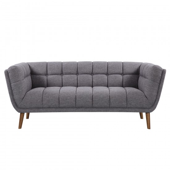 Phantom Mid-Century Modern Sofa in Dark Gray Linen and Walnut Legs