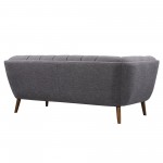 Phantom Mid-Century Modern Sofa in Dark Gray Linen and Walnut Legs